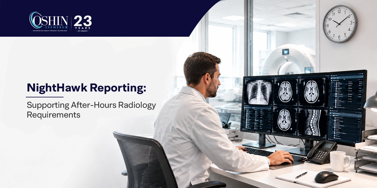 Radiologist reviewing a chest CT scan in a reading room
